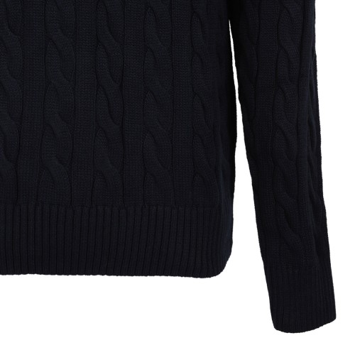 Hunter Navy Woven Sweater With Embroidery Logo