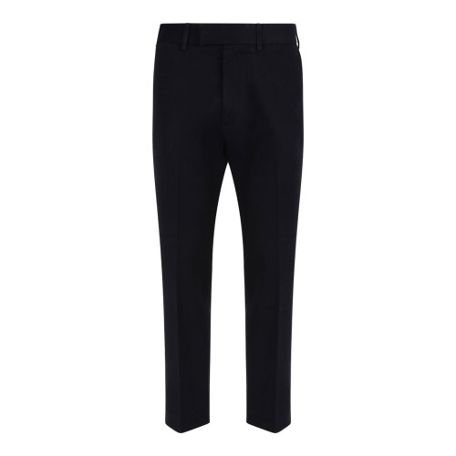 Navy Blue Brushed Cotton Drill Chino Trousers