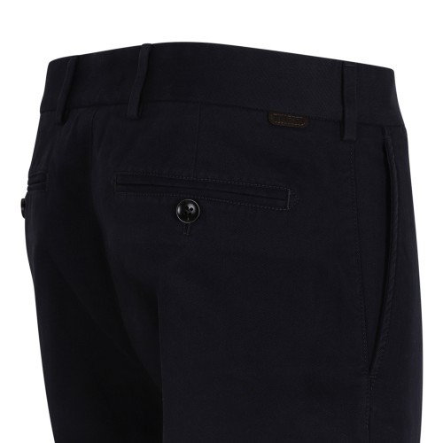 Navy Blue Brushed Cotton Drill Chino Trousers