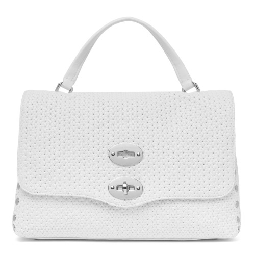 White Perfored Leather S Postina Bag