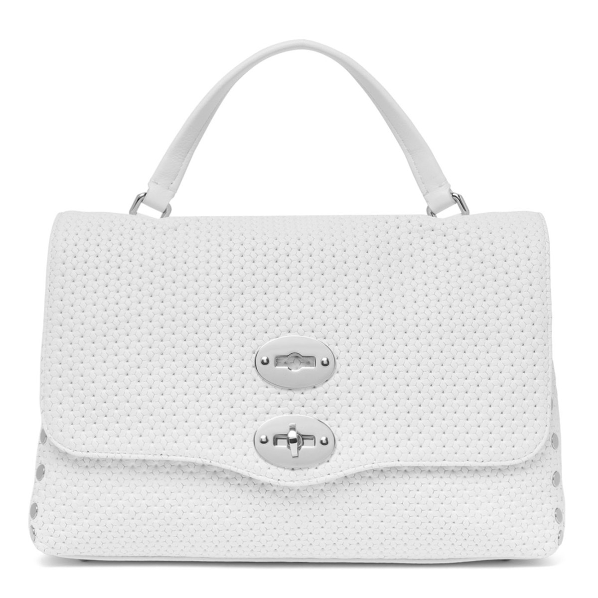 White Perfored Leather S Postina Bag