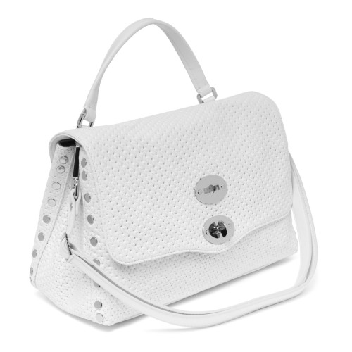White Perfored Leather S Postina Bag