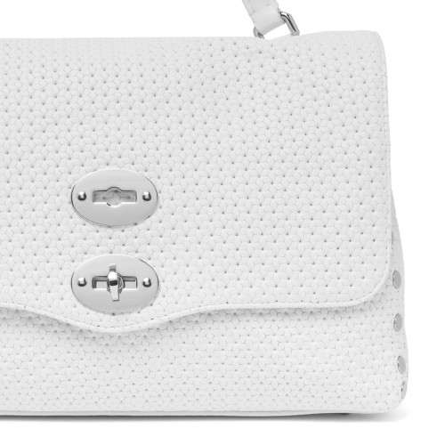 White Perfored Leather S Postina Bag