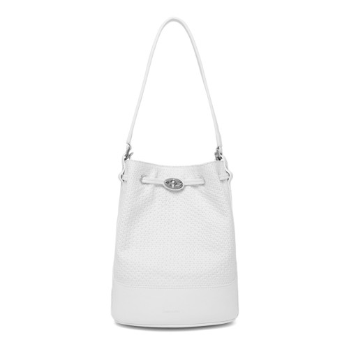 White Perforated Leather Monda' Bag