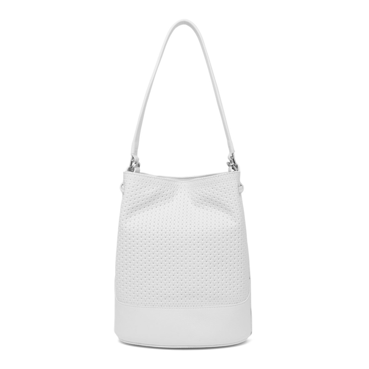 White Perforated Leather Monda' Bag