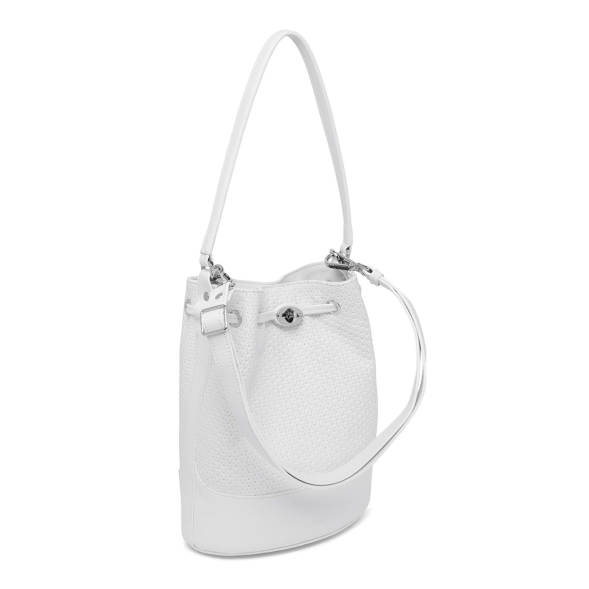 White Perforated Leather Monda' Bag