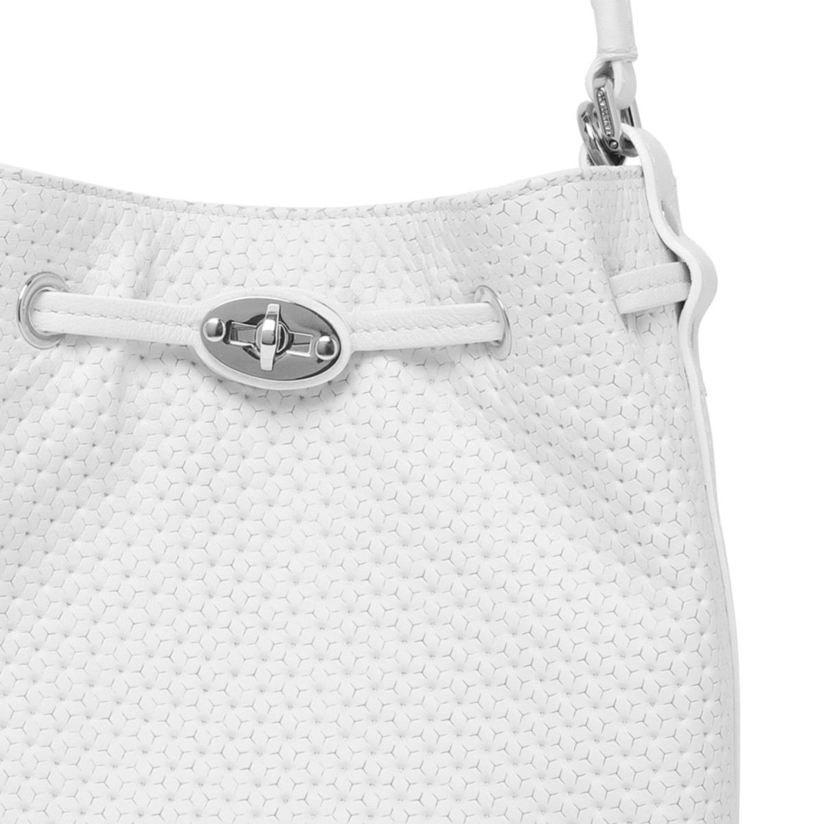 White Perforated Leather Monda' Bag