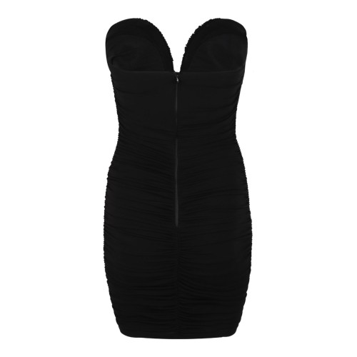 Black Mini Dress In Crepe Jersey Fabric 2