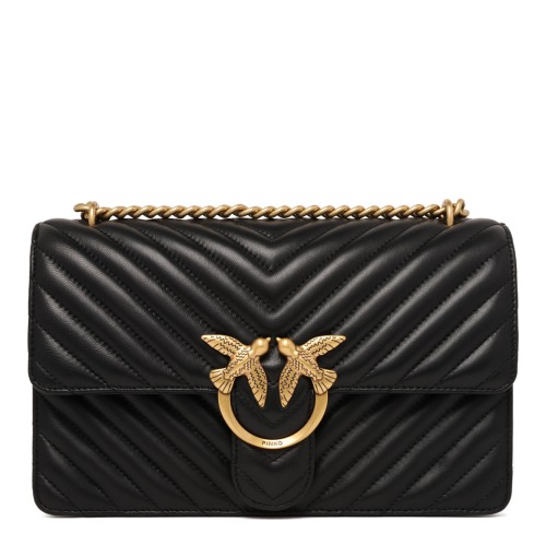 Black Quilted Chevron Love Shoulder Bag