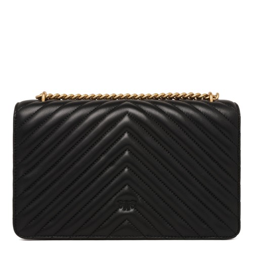 Black Quilted Chevron Love Shoulder Bag 2