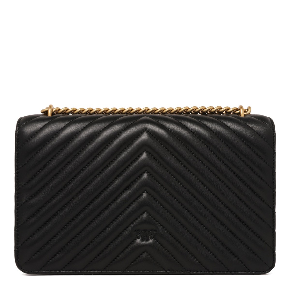 Black Quilted Chevron Love Shoulder Bag