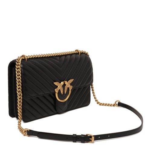 Black Quilted Chevron Love Shoulder Bag