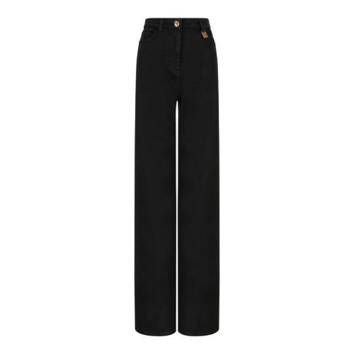 Black Palazzo Jeans With Logo Detail