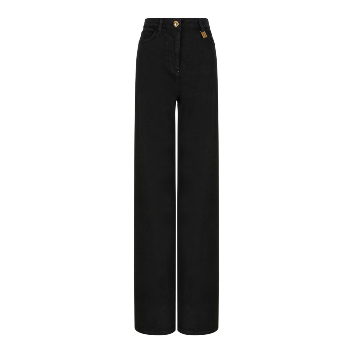 Black Palazzo Jeans With Logo Detail