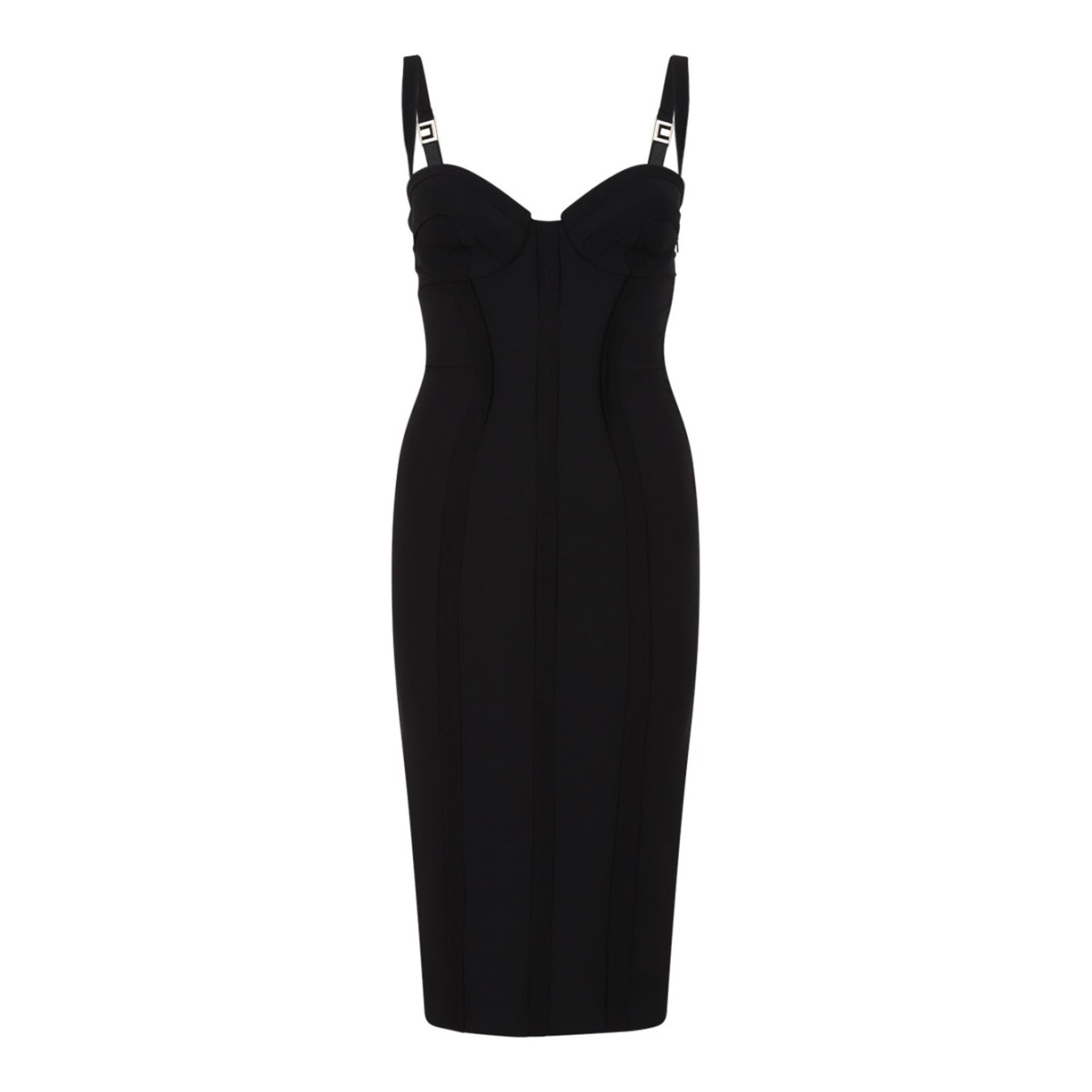 Black Lightweight Crepe Fabric With Raw-Edge Fabric Dress