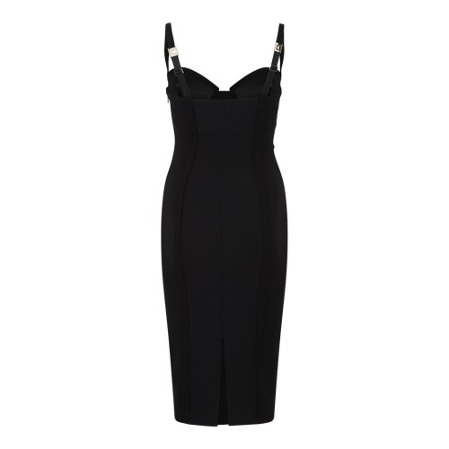 Black Lightweight Crepe Fabric With Raw-Edge Fabric Dress