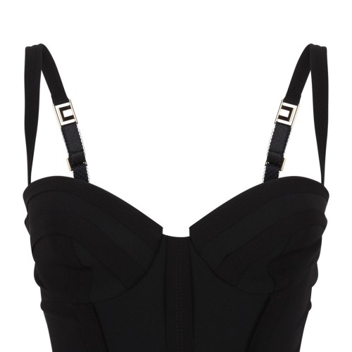 Black Lightweight Crepe Fabric With Raw-Edge Fabric Dress