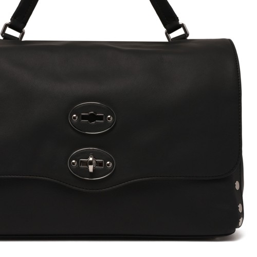 Black Leather Postina S Bag
