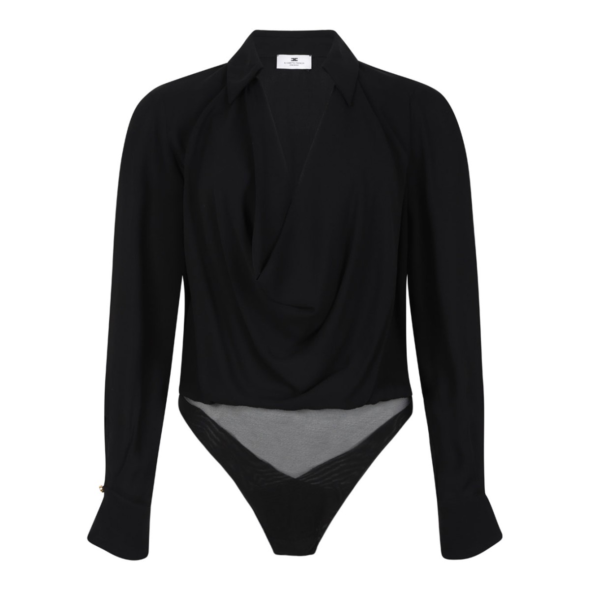 Black Bodysuit In Viscose Georgette Fabric