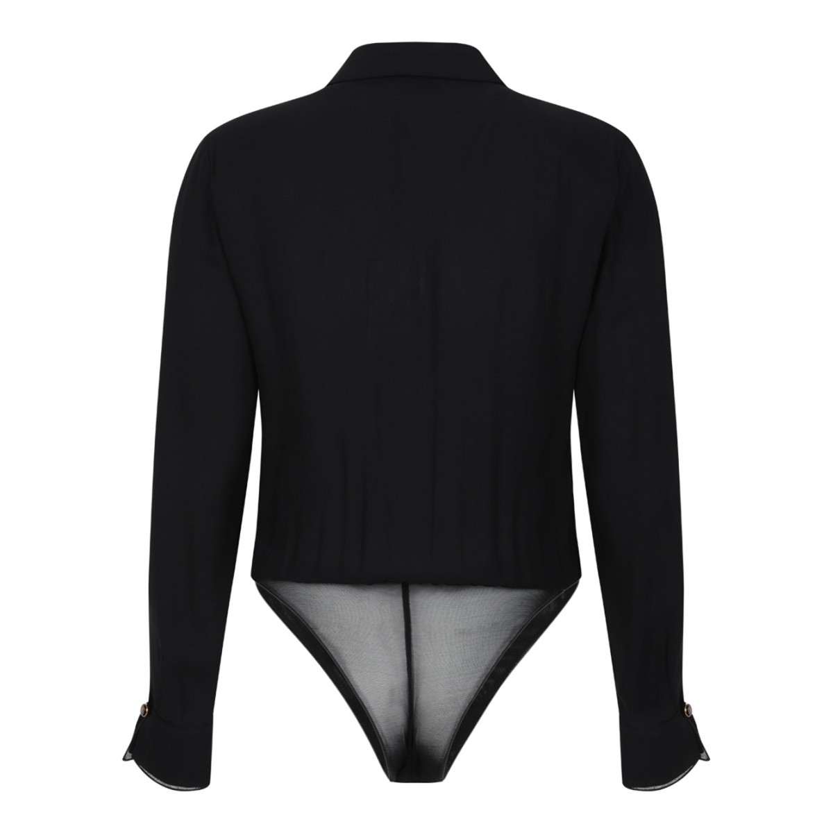 Black Bodysuit In Viscose Georgette Fabric
