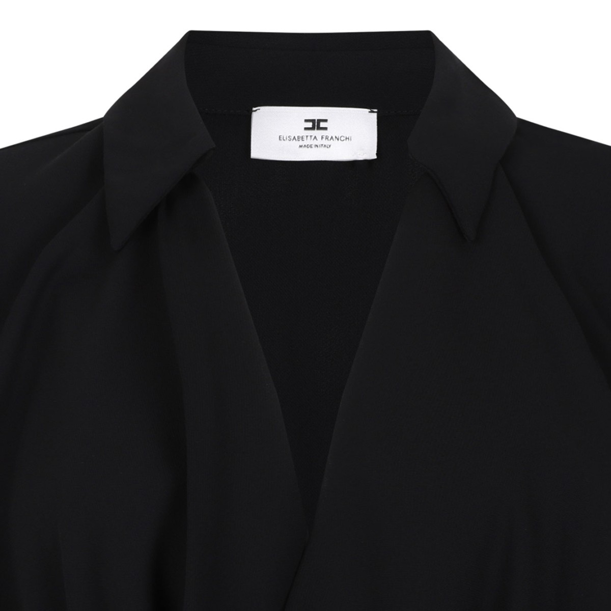 Black Bodysuit In Viscose Georgette Fabric