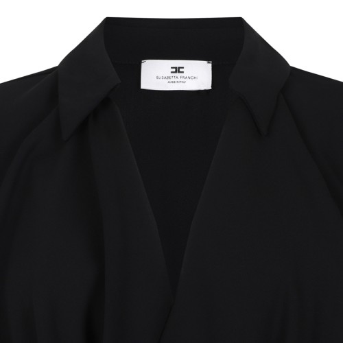 Black Bodysuit In Viscose Georgette Fabric