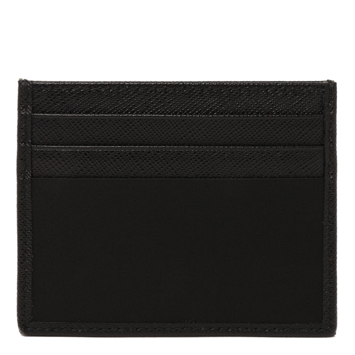 Black Card Holder In Re-Nylon And Saffiano