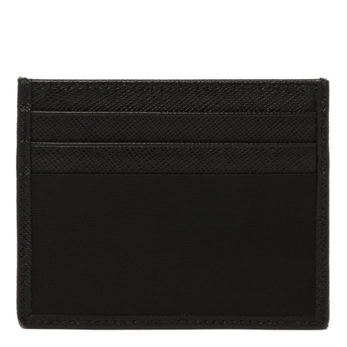 Black Card Holder In Re-Nylon And Saffiano