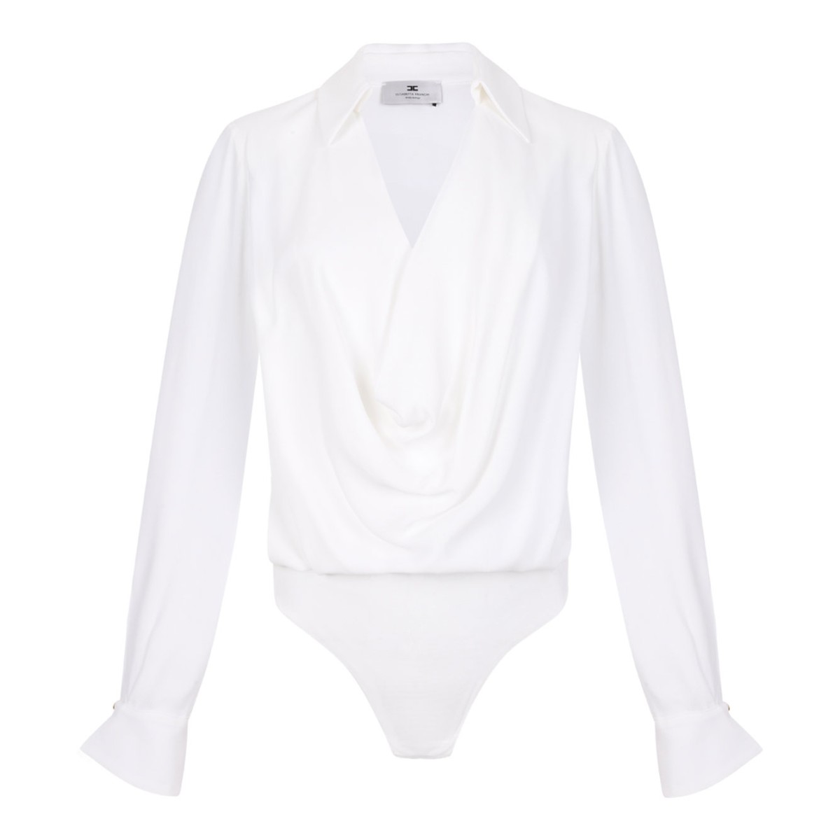 White Bodysuit In Viscose Georgette Fabric