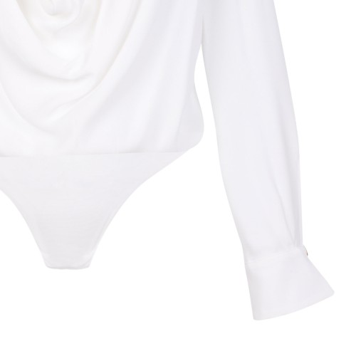 White Bodysuit In Viscose Georgette Fabric