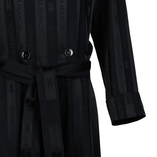 Black Satin Jumpsuit With Jacquard Stripes