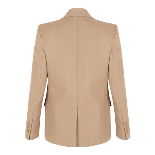 Camel Single-Breasted Wool Drap Blazer