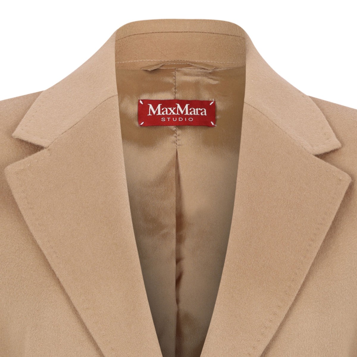 Camel Single-Breasted Wool Drap Blazer