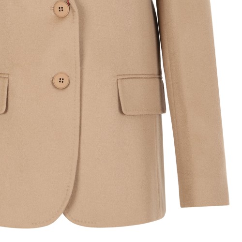 Camel Single-Breasted Wool Drap Blazer