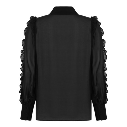 Black Silk Shirt With Ruffles