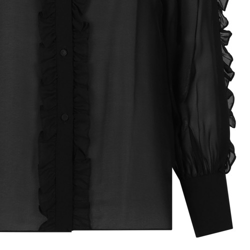 Black Silk Shirt With Ruffles