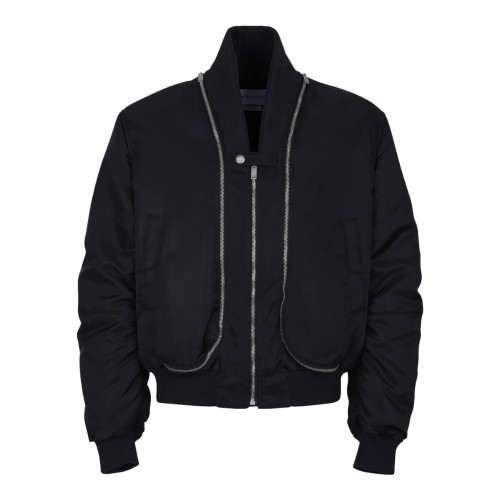 Black Short Zip-Up Bomber Jacket