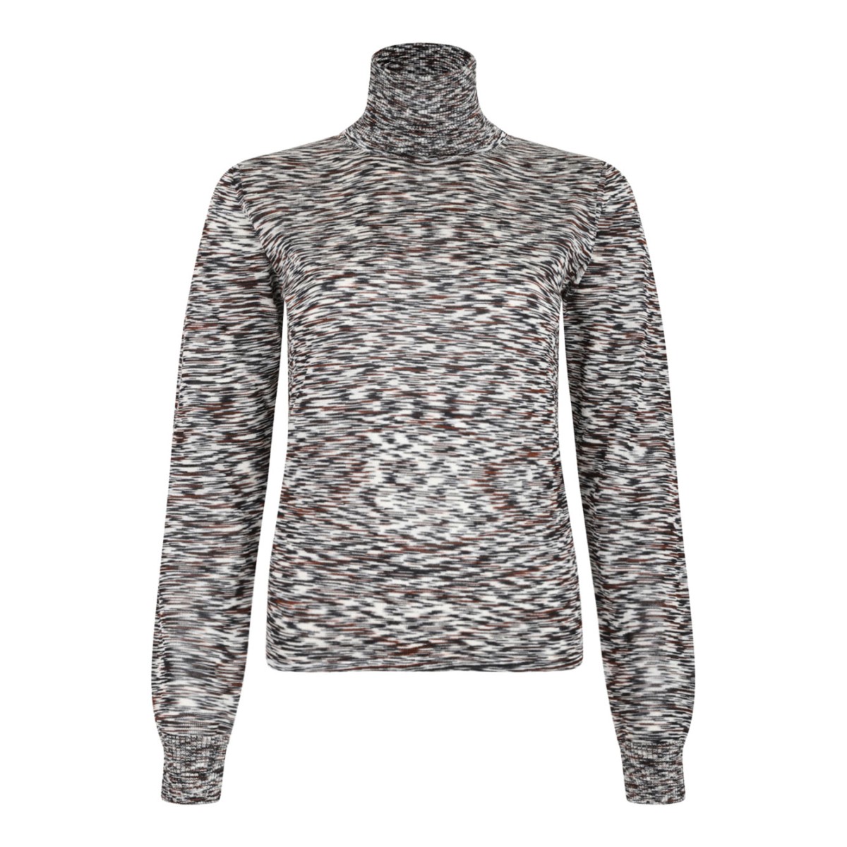 Black and Brown High-Neck Sweater In Flame Smooth Knit