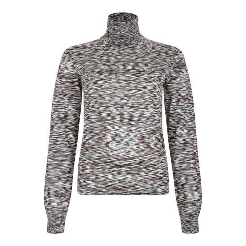 Black and Brown High-Neck Sweater In Flame Smooth Knit