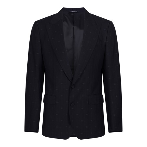 Black Double-Breasted Mikado Shantung Silk Suit