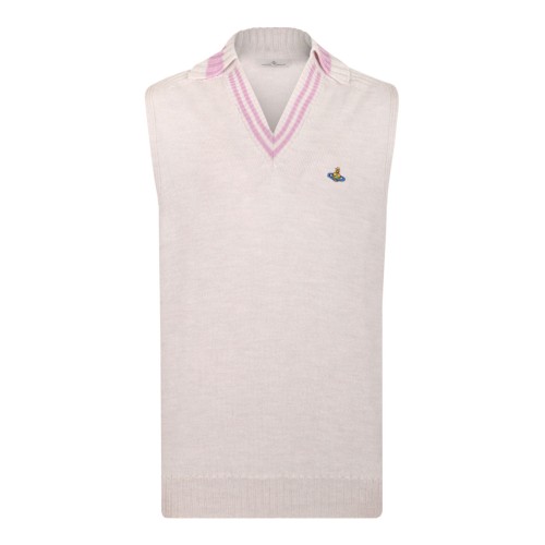 Grey Melange Wool Fisherman Vest