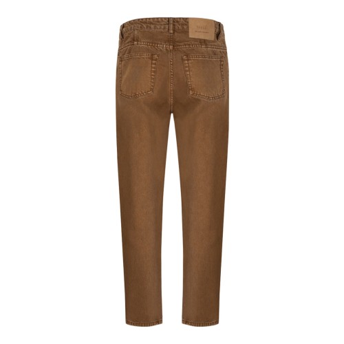 Brown Cotton Tapered Fit Jeans 2