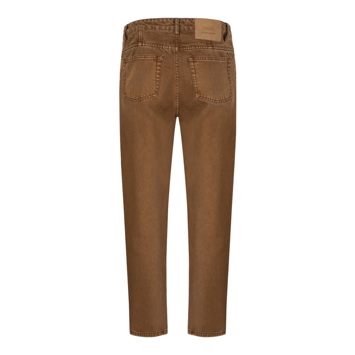Brown Cotton Tapered Fit Jeans