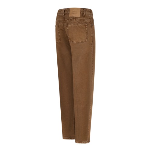 Brown Cotton Tapered Fit Jeans