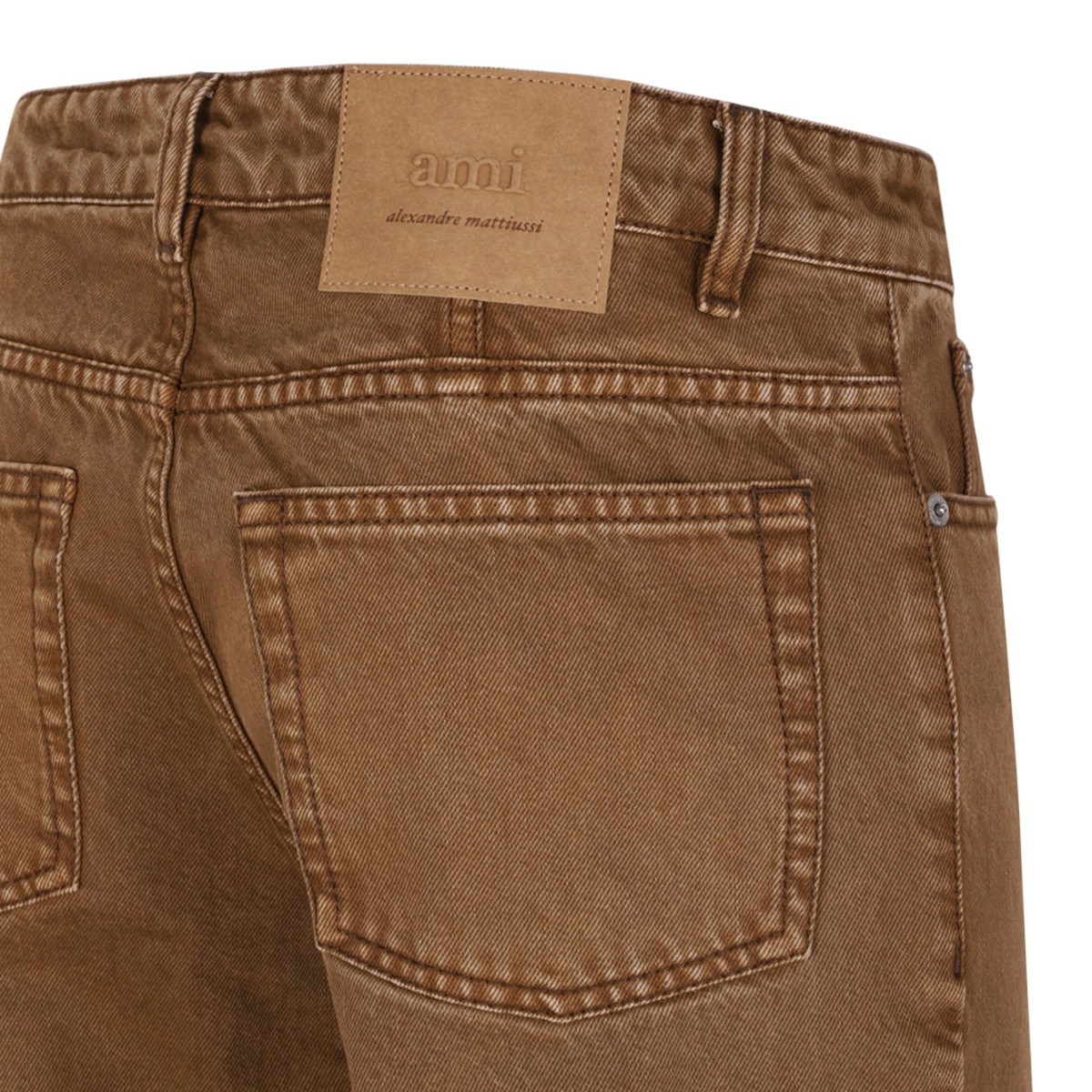 Brown Cotton Tapered Fit Jeans