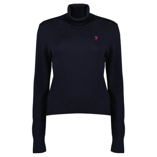 Navy Blue Wool Turtleneck Sweater