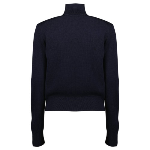 Navy Blue Wool Turtleneck Sweater