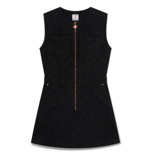 Black Denim Monogram Zip Dress