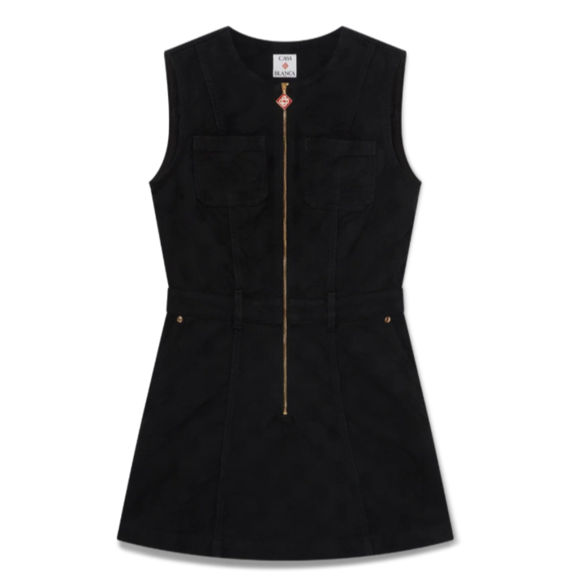 Black Denim Monogram Zip Dress
