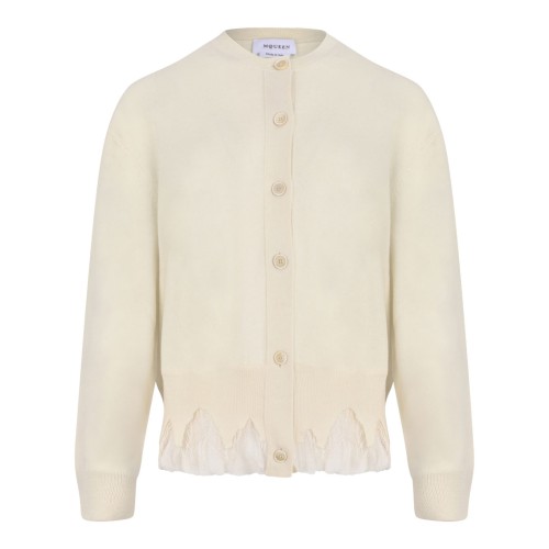 Ivory Cobweb Lace Shrunken Cardigan